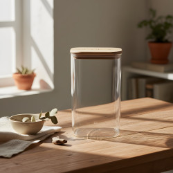 Glass Jar with Wooden Lid XL